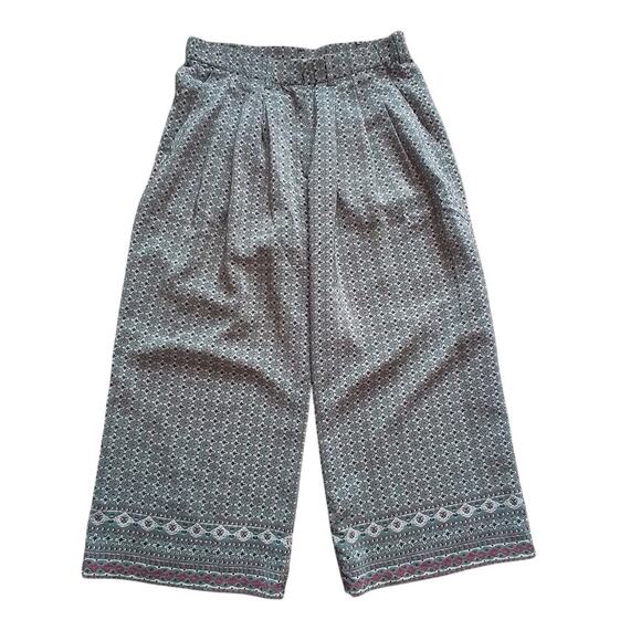 Faherty 100% Silk Wide Leg Crop Pants Boho Print Size S - Picture 1 of 4